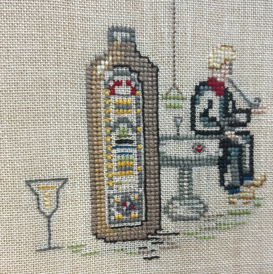 Small Dutch Jenever Embroidery - Tapestry - Patchwork - Cotton work - Framed