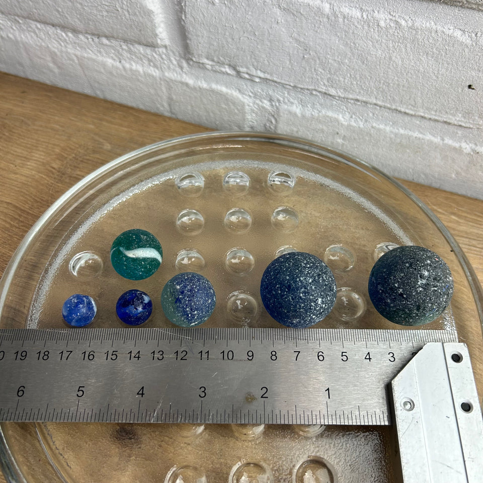 Colored Sea Glass marbles set of 9 transparent marbles