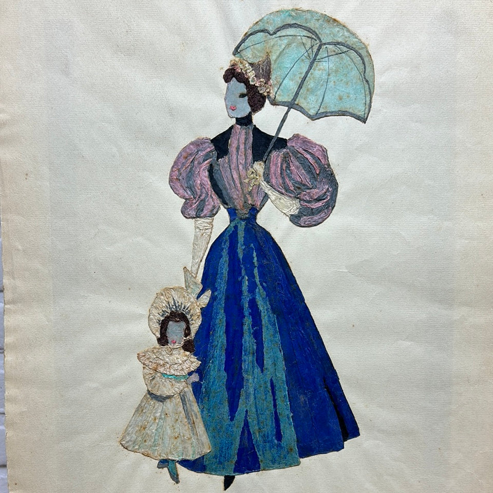 Victorian Style collage of a mother and Child-  Collage Artwork by Dini Henkes (1935-2022)