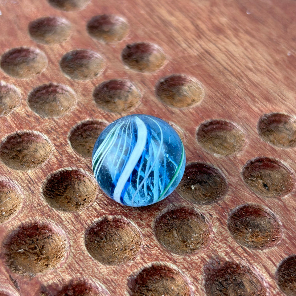 Two Antique handmade German Latino core swirl glass marbles