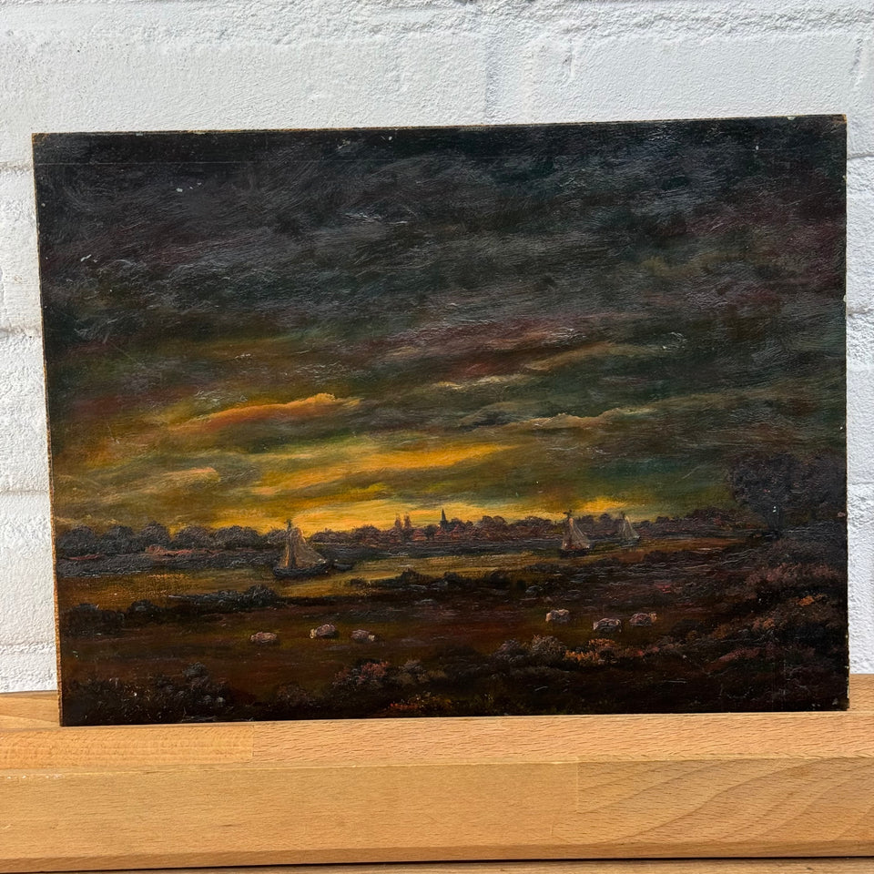 Duo painting - Holland after sunset - Oil paintings by Jan Bakker