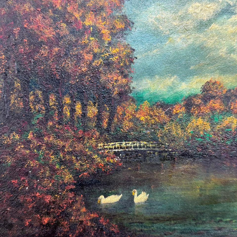 Dutch Lake oil painting by Jan Bakker (1879-1944)