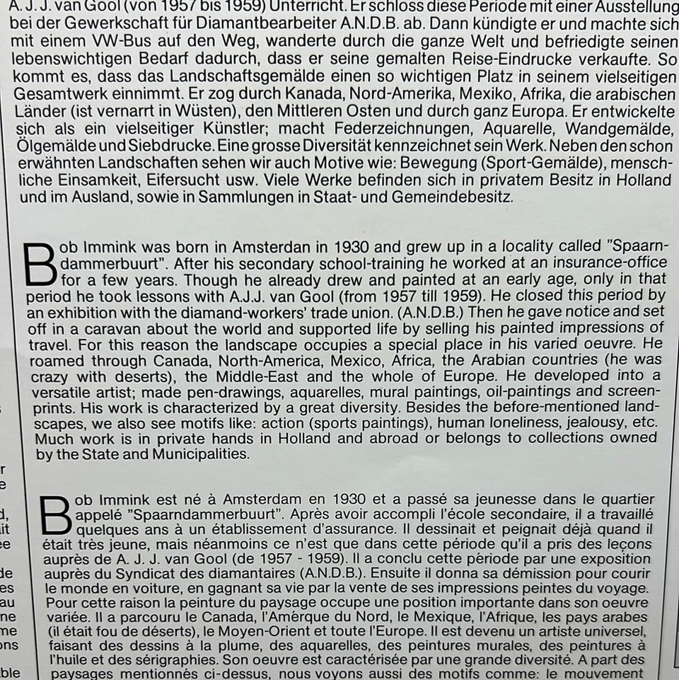 Bob Immink 1979 Landscapes art calender