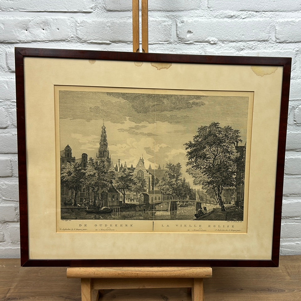 Antique print Amsterdam "De oudekerk" “La Vielle Eglise”