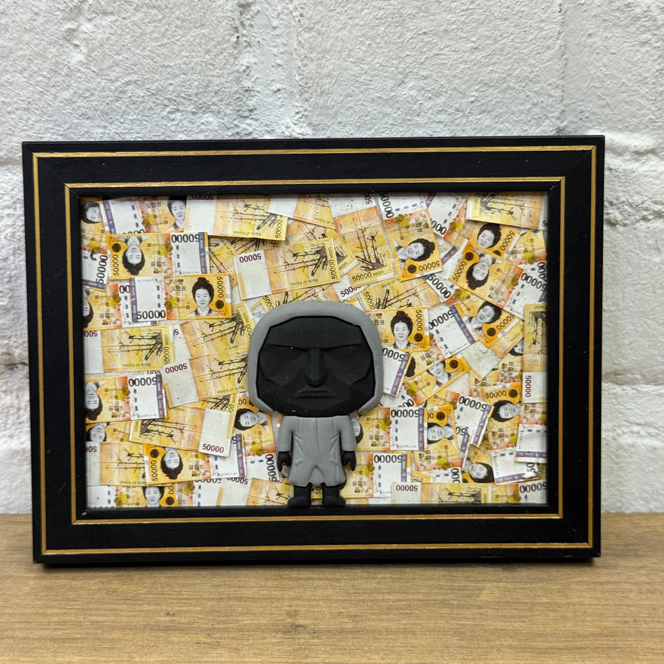 Squid Art Game characters on Korean Won Money artwork