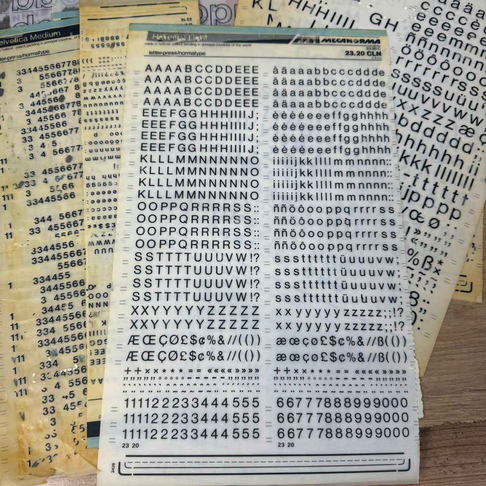 Mecanorma Helvetica mixed used transfer sheets