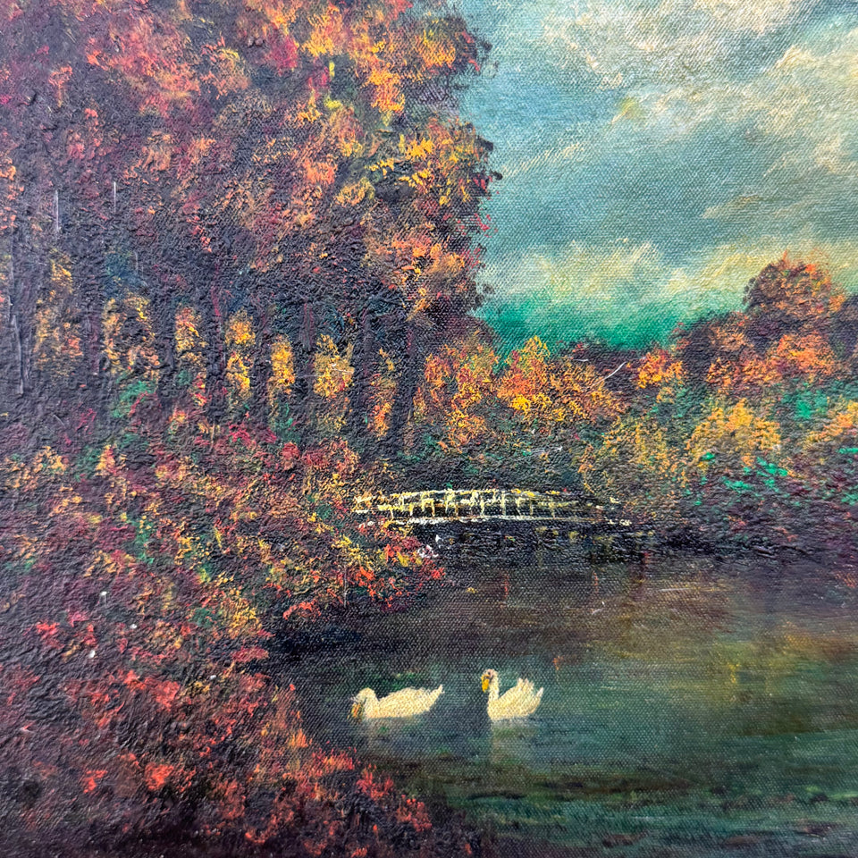 Dutch Lake oil painting by Jan Bakker (1879-1944)