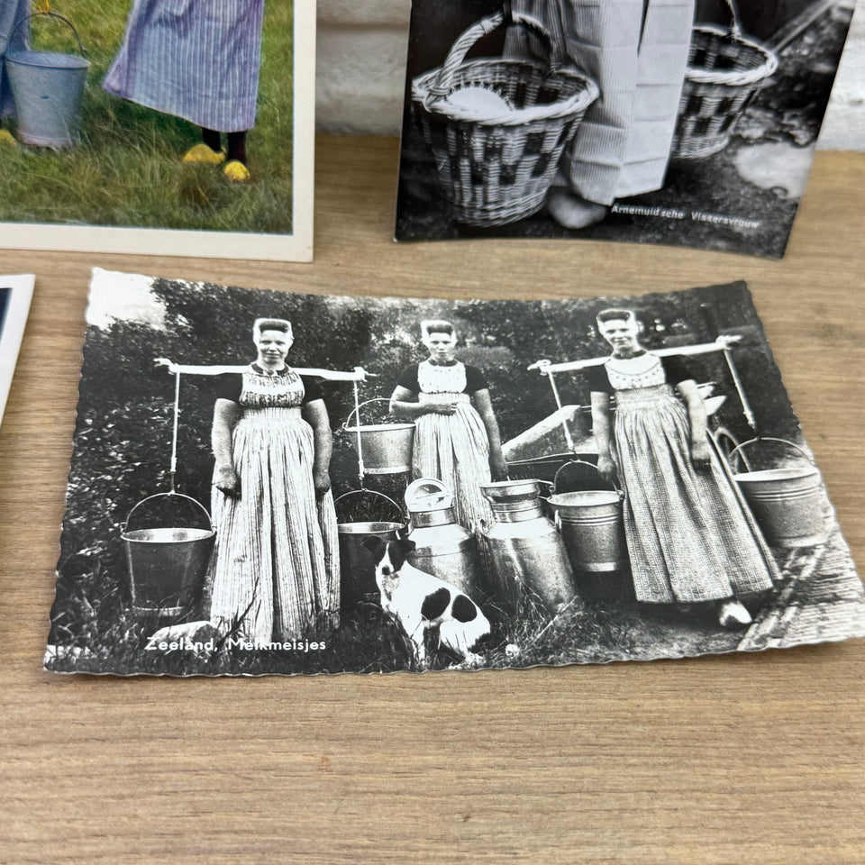 Antique Dutch Milkmaid theme postcards collection of Milk maids in Dutch Folklore Costume photo cards – Holland’s Traditional Culture Costumes