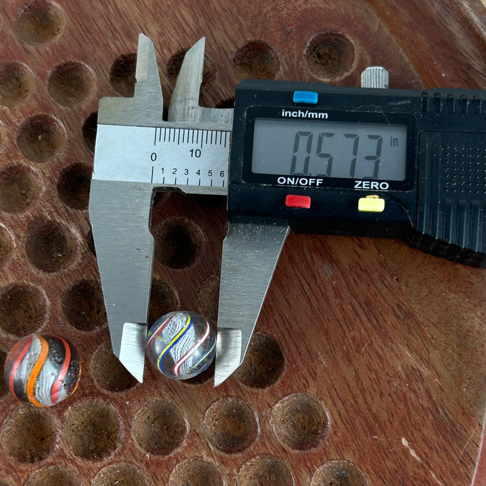 Collection of 5 Antique Latticino Core Swirls marbles - Handmade German glass marble