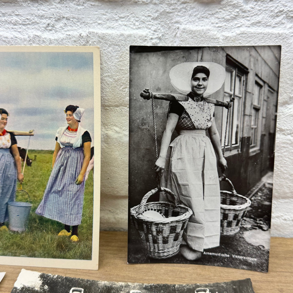 Antique Dutch Milkmaid theme postcards collection of Milk maids in Dutch Folklore Costume photo cards – Holland’s Traditional Culture Costumes