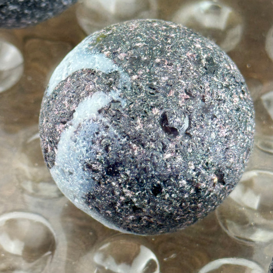 Black striped Sea Glass marbles set of 6 seaglass marbles