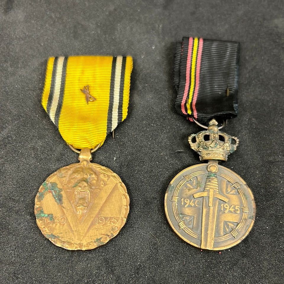 2 Belgian Medals WW2 Bravery Prisoner camp