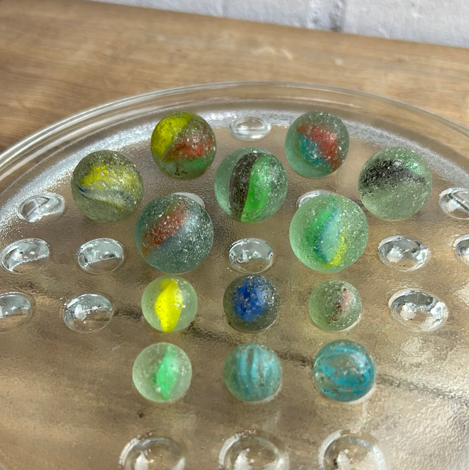 Antique Cats eye and Sprinklers Sea Glass marbles set of 13 marbles