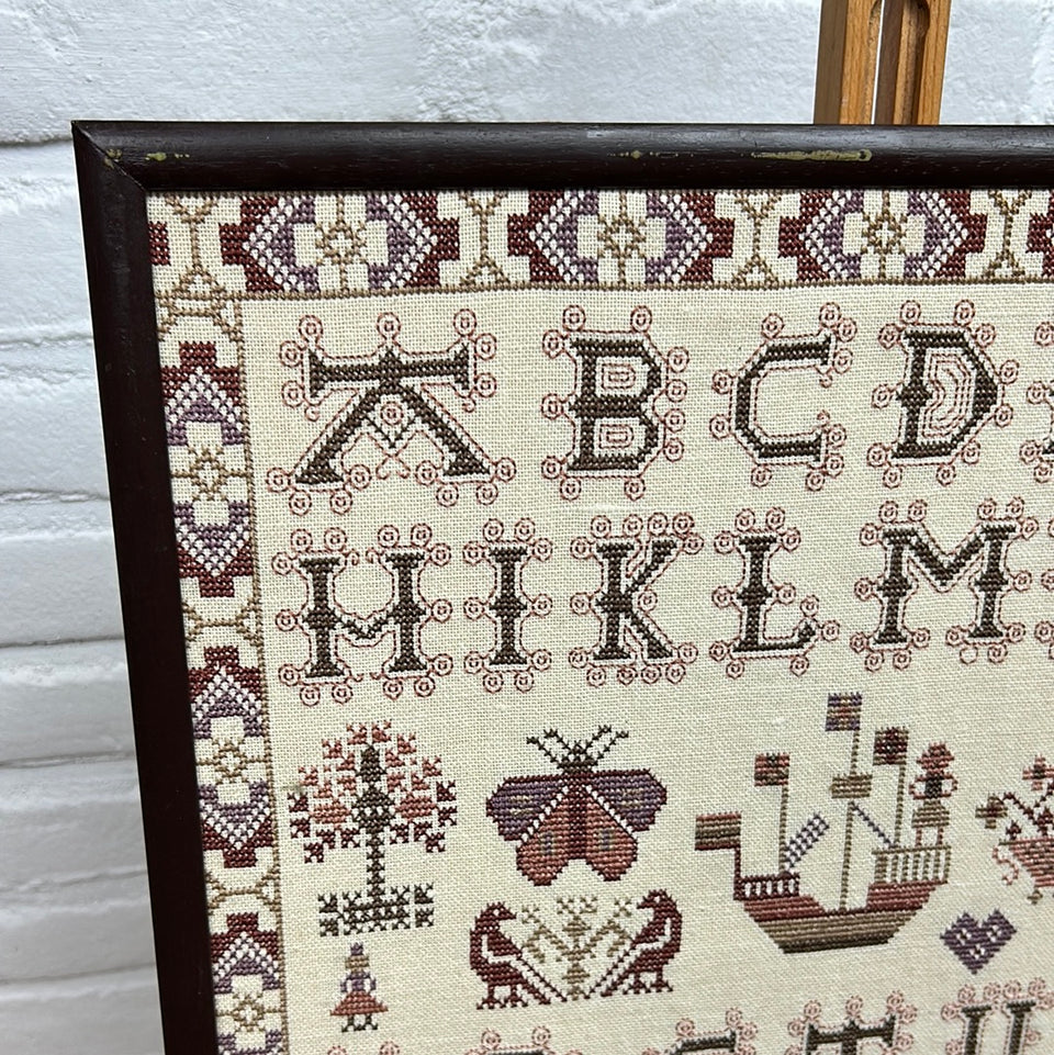 Vintage Alphabet Sampler - Embroidery - Cottonwork - Framed