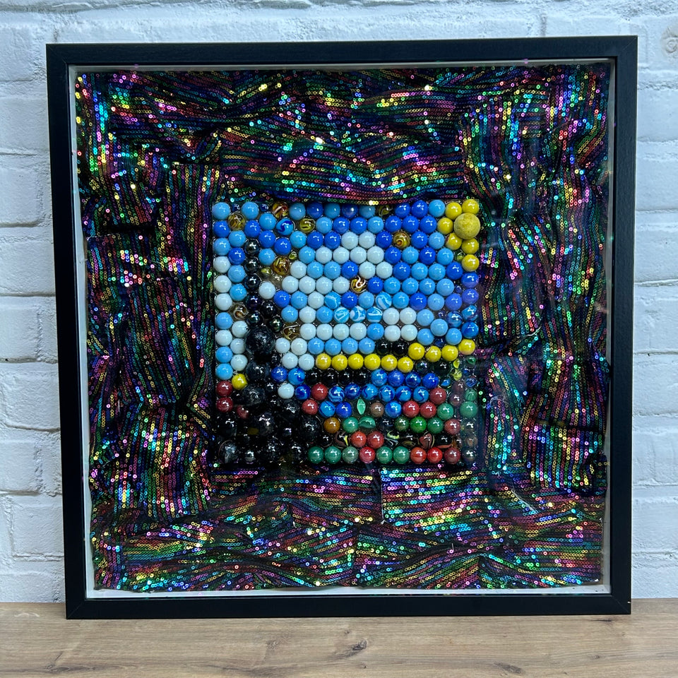 a Starry Night of glitter and marbles - Original artwork