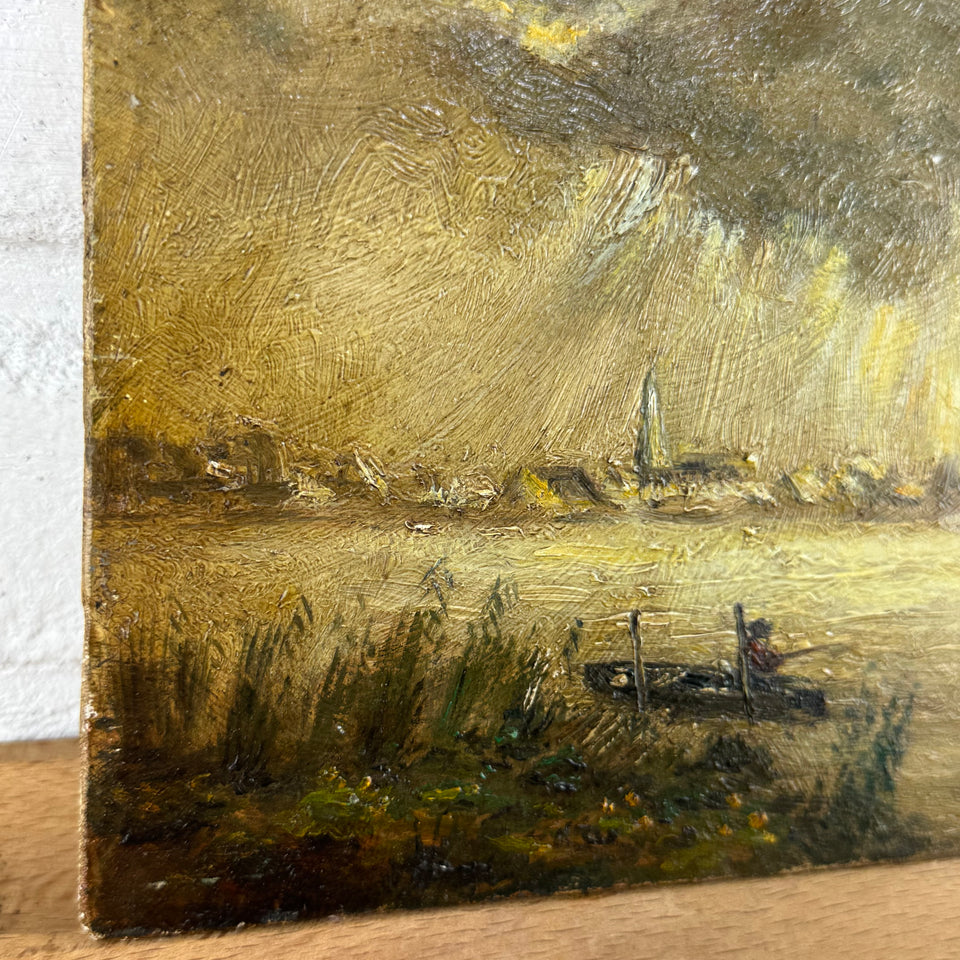 Landscape Dutch clouds - Oil painting by Jan Bakker