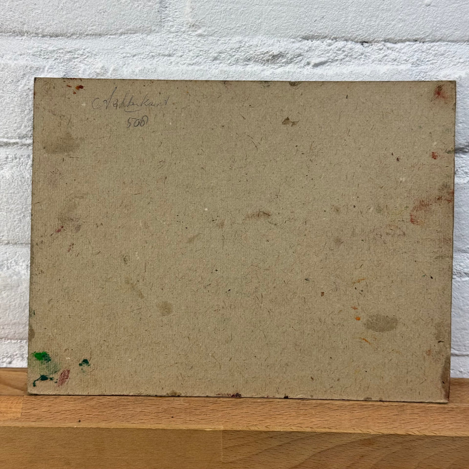 Sunset landscape in Holland - Oil painting on wooden panel by Dutch painter Jan Bakker