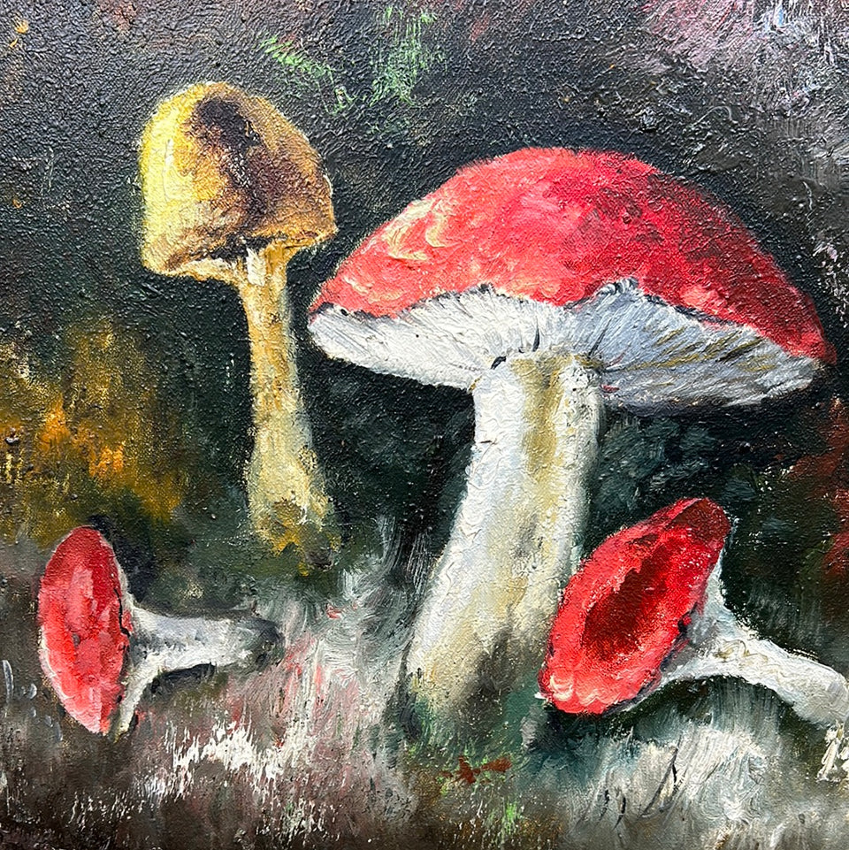 Mushrooms in the forest - Large Oil painting by Egnar