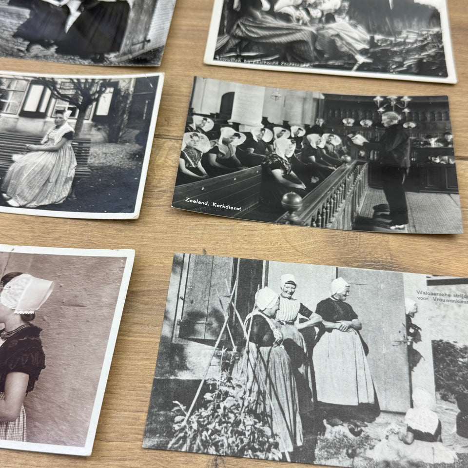 Collection of Antique B&W Holland’s Folklore Costume photocards - High Quality Photo paper a.o. – Holland Traditional Culture Costume Embroideries