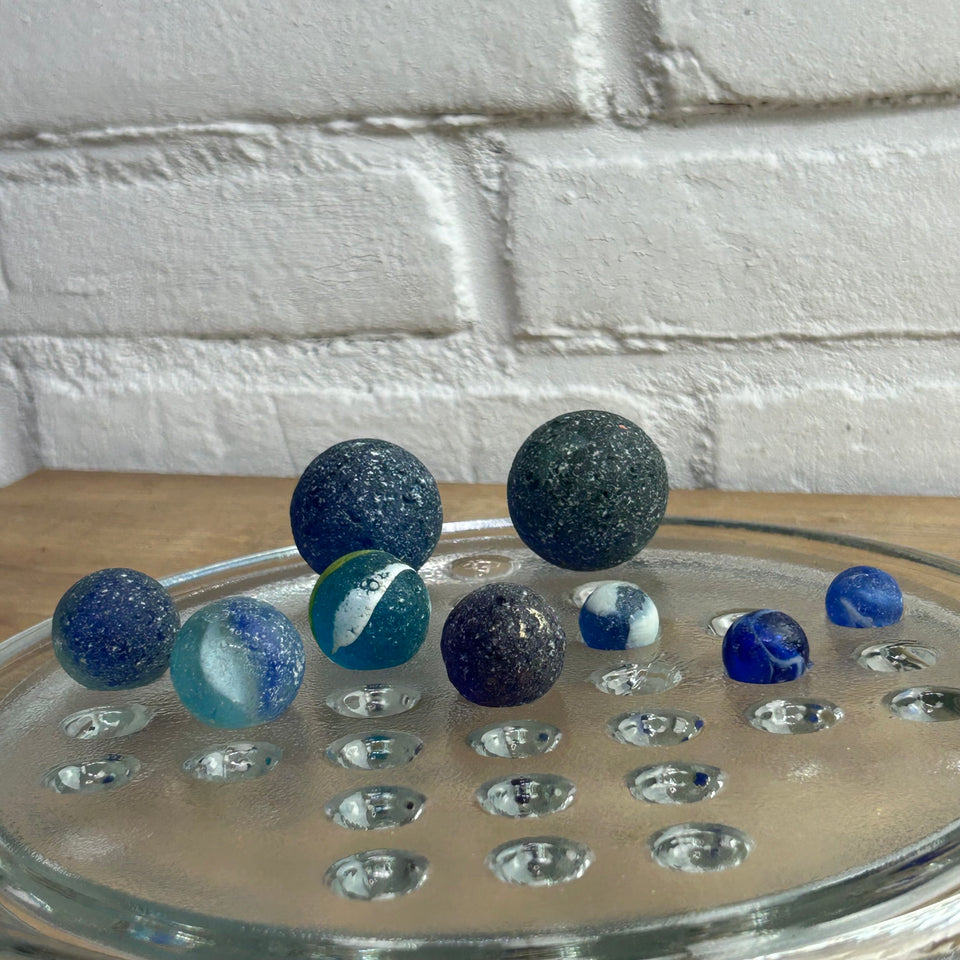 Colored Sea Glass marbles set of 9 transparent marbles