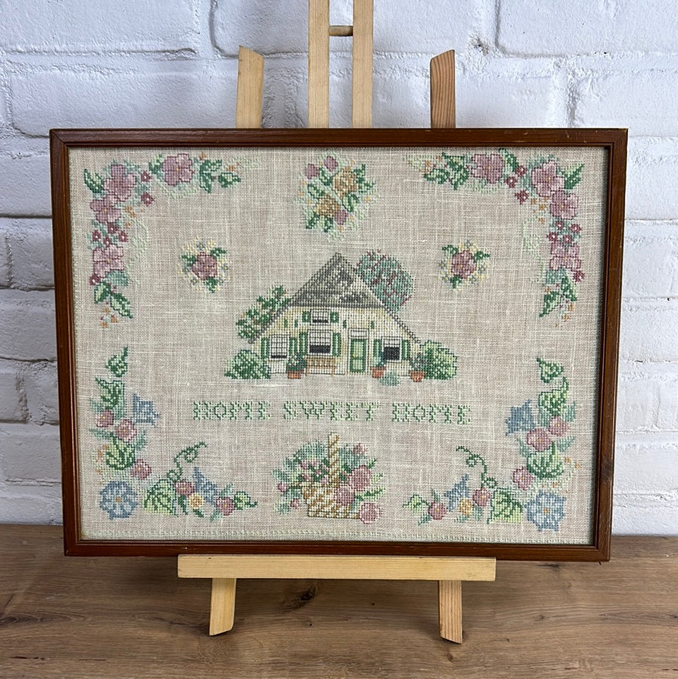 Home Sweet Home Tapestry - Embroidery - Cottonwork - Framed
