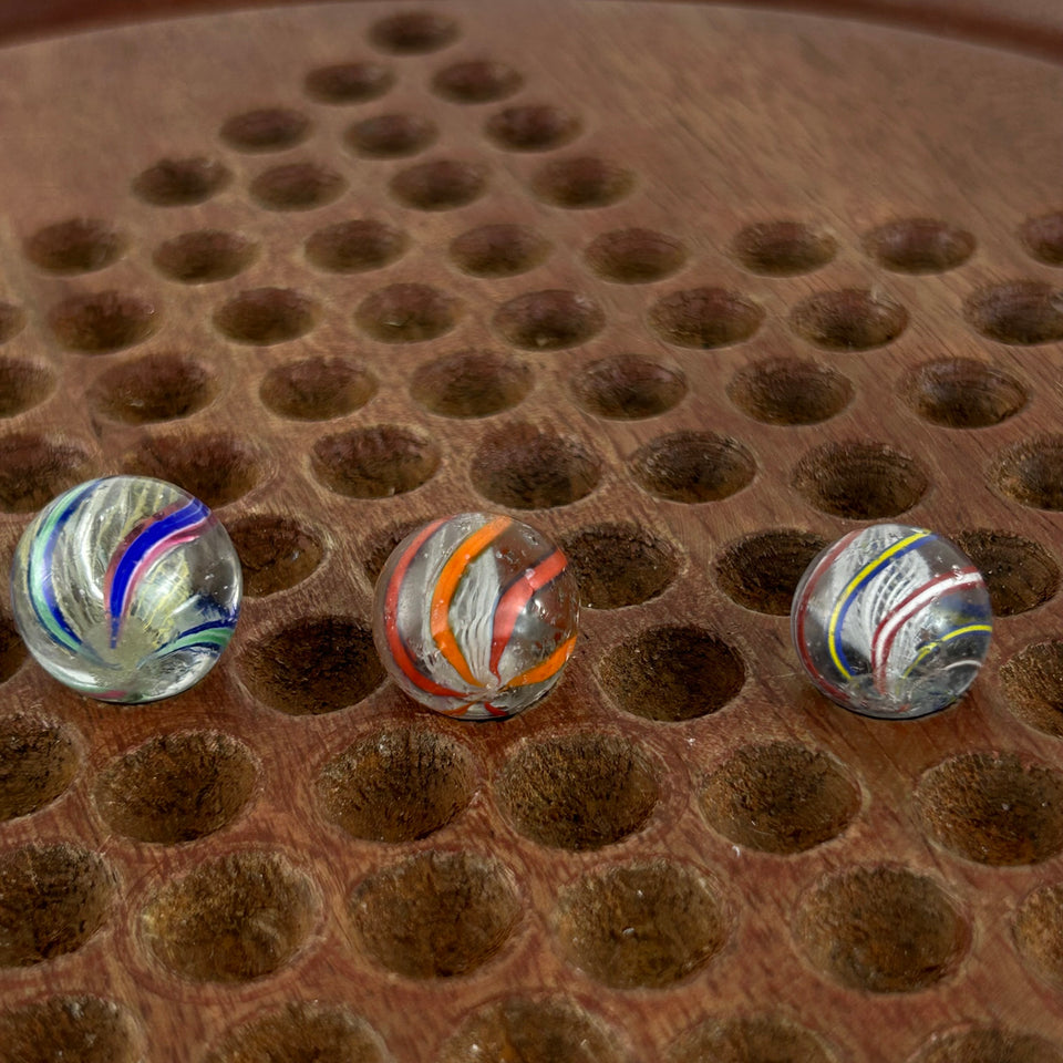 Collection of 5 Antique Latticino Core Swirls marbles - Handmade German glass marble