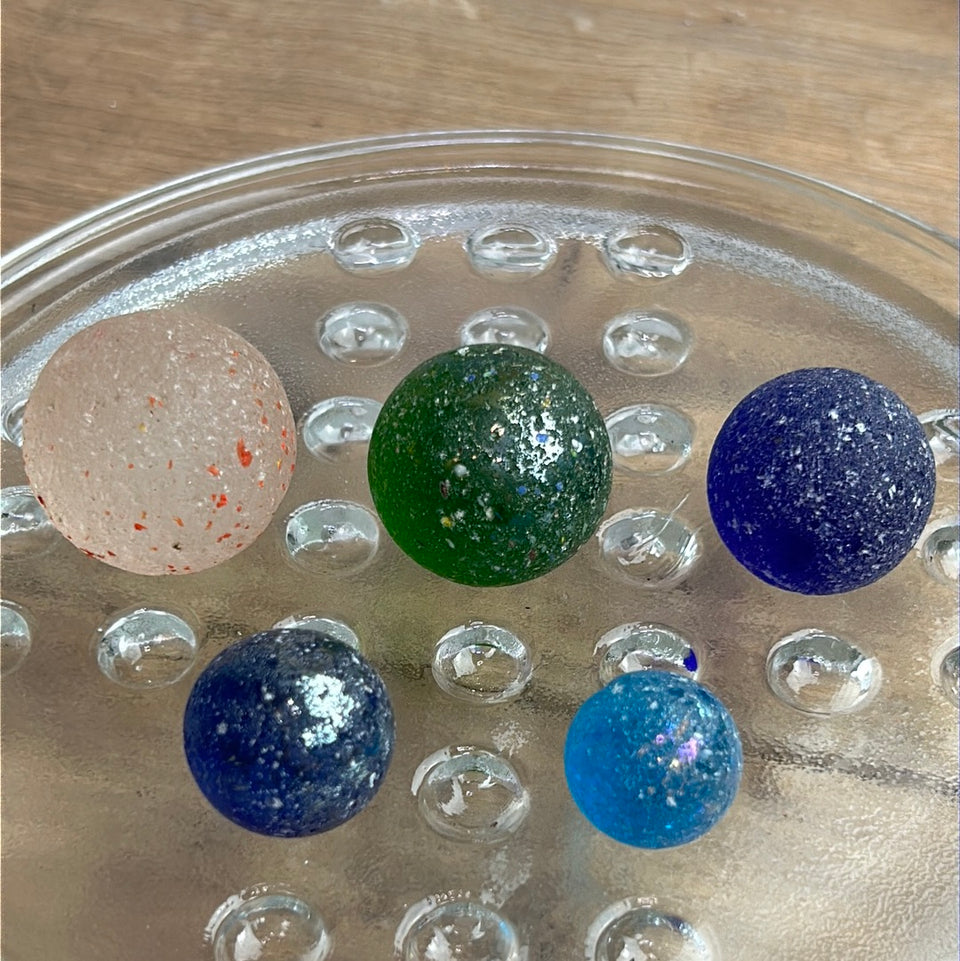 Colored Sea Glass marbles set of 5 transparent marbles