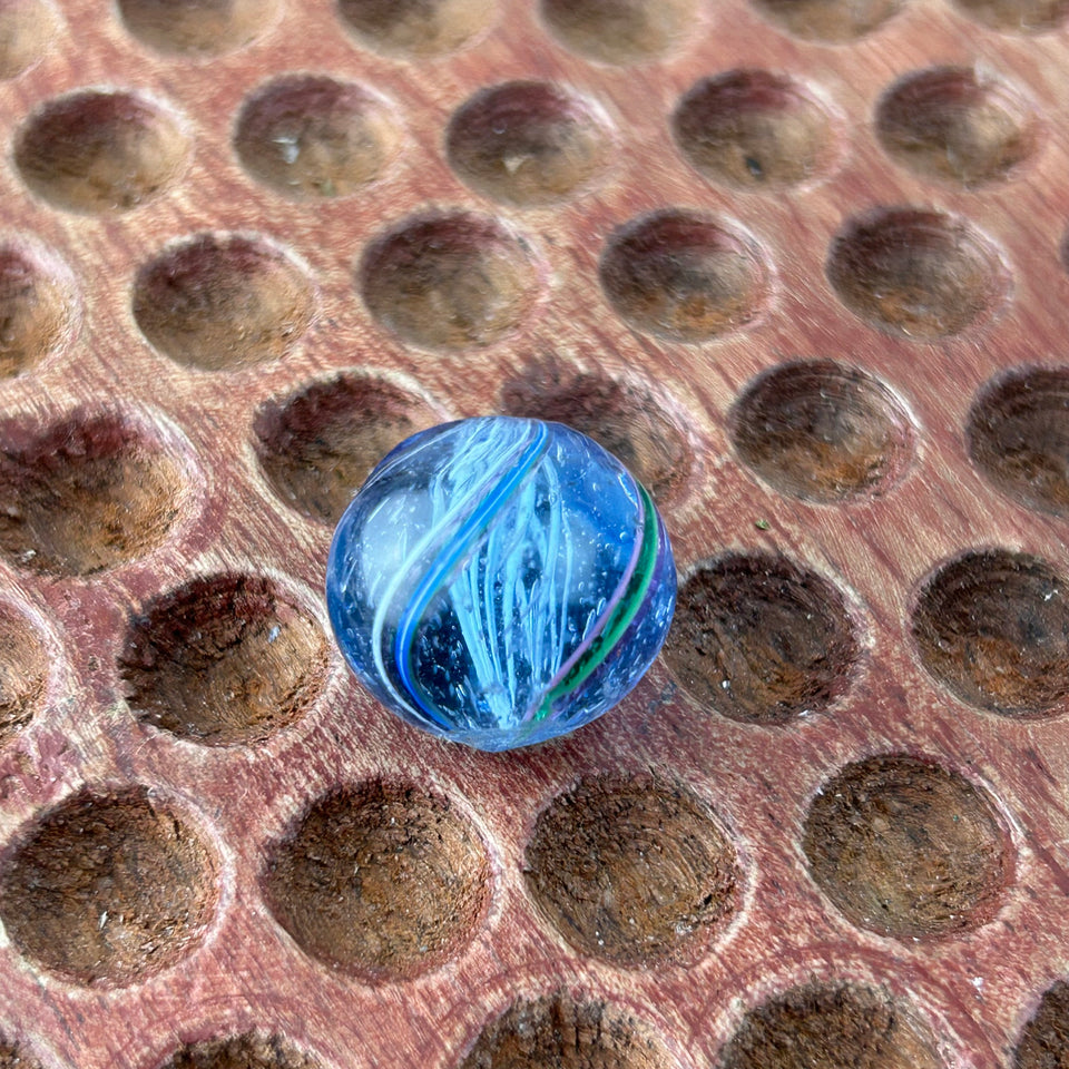 Two Antique handmade German Latino core swirl glass marbles