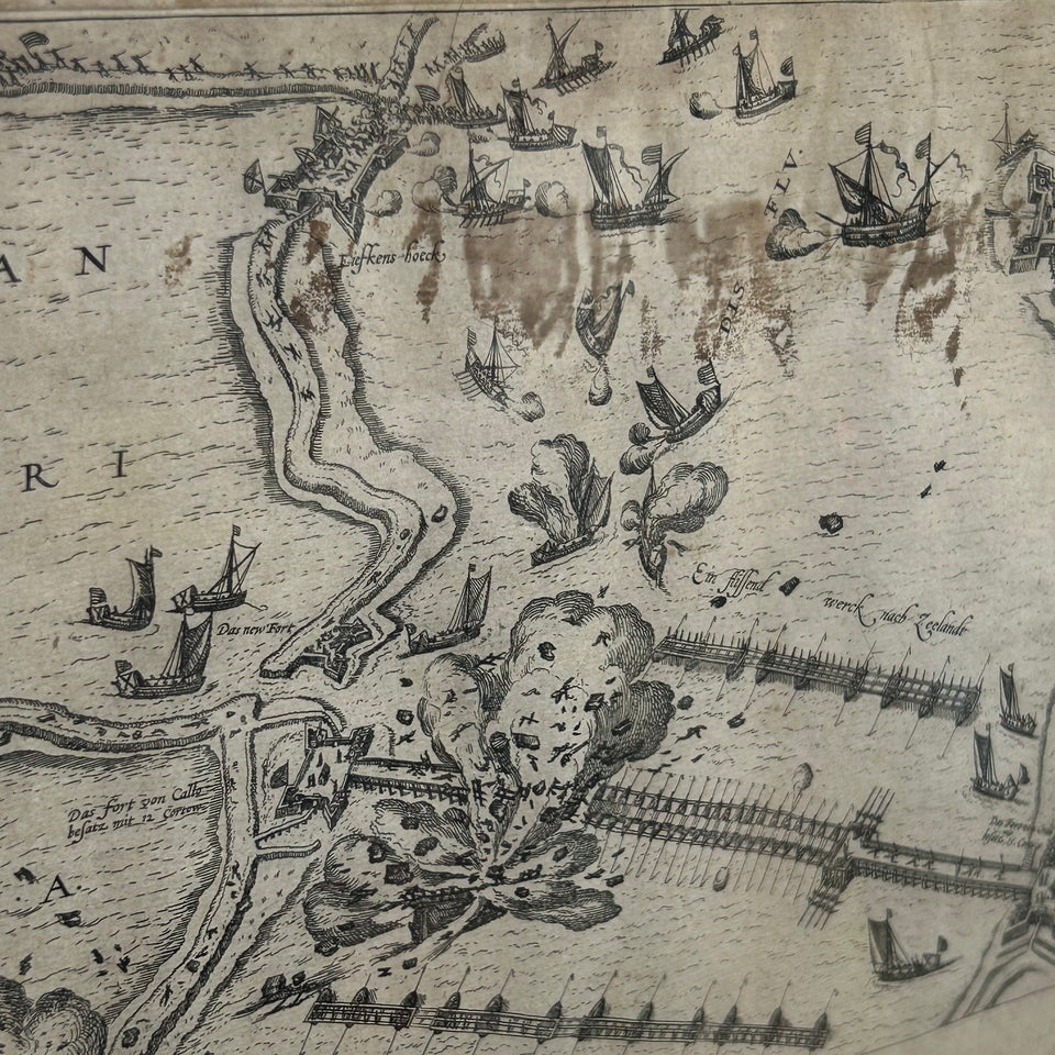 Battle Ships Fort Lillo - Hogenberg Dutch Revolt - 1584