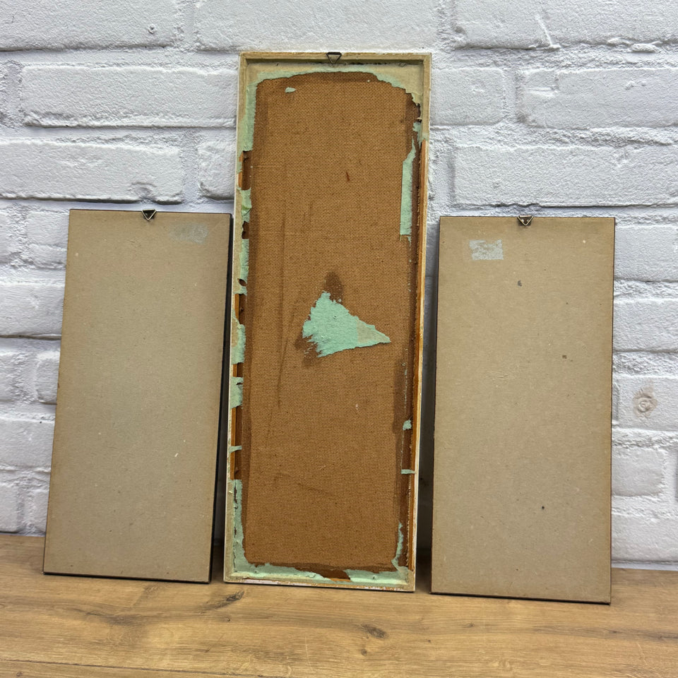 A set of 3 framed Dutch Embroideries - Cross-Stitch Embroidery - Cottonwork - Framed