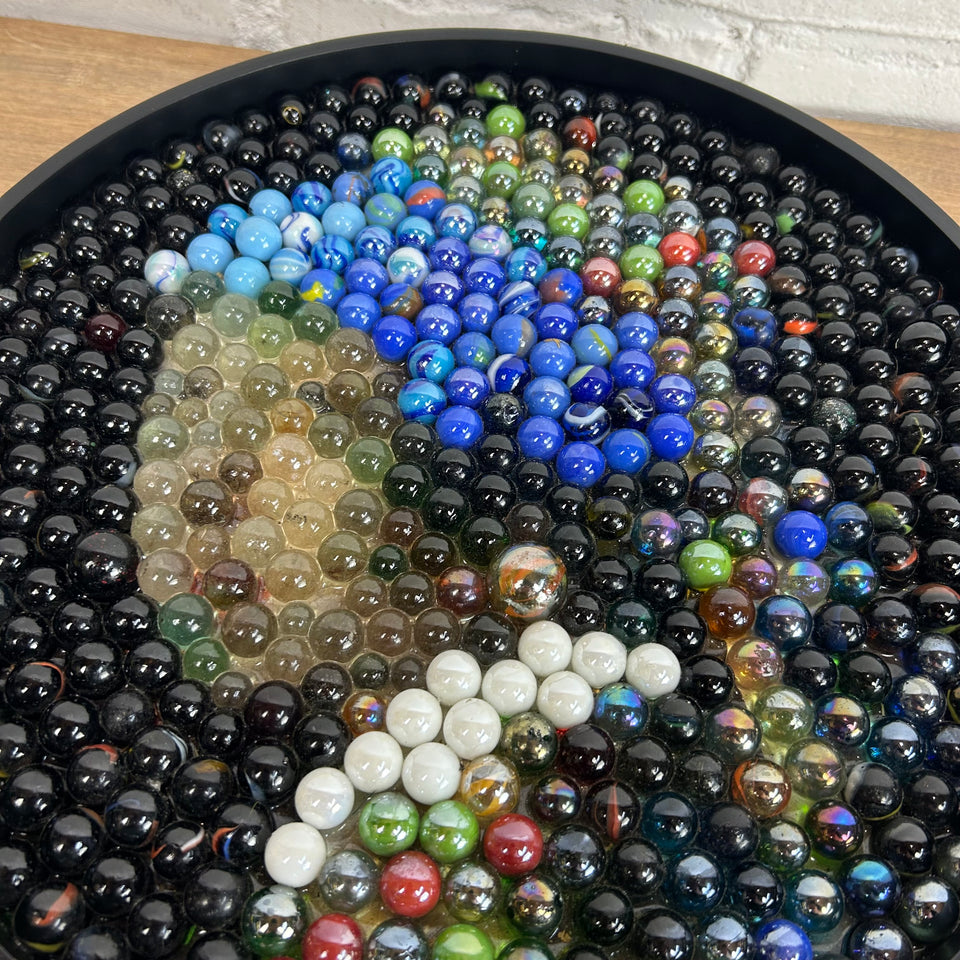 Girl with a pearl earring made of Marbles - Pearled Reflections
