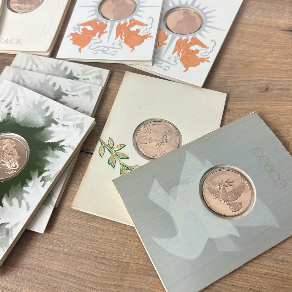 Franklin Mint Christmas Card Bronze / Golden Coins