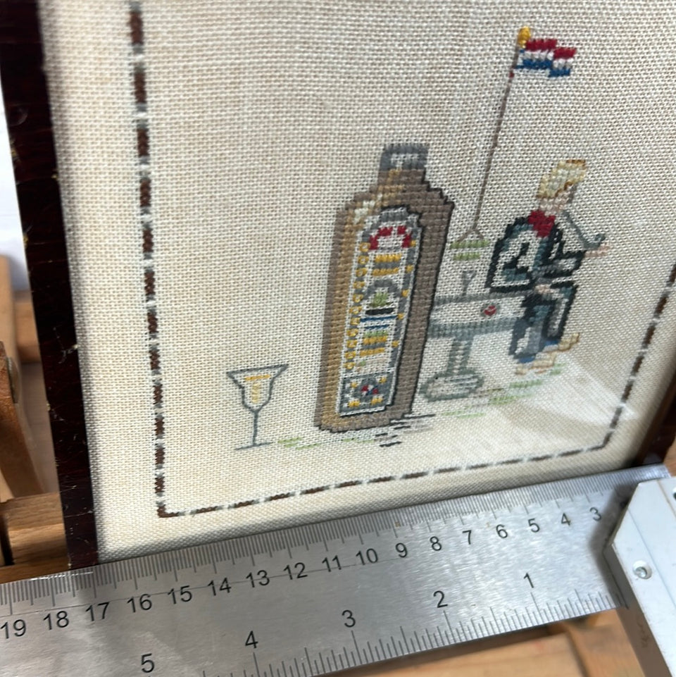 Small Dutch Jenever Embroidery - Tapestry - Patchwork - Cotton work - Framed