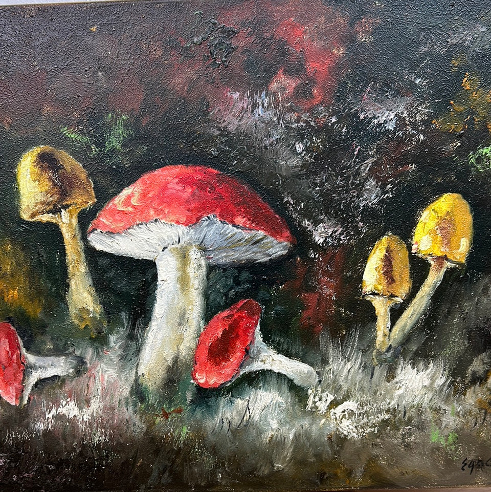 Mushrooms in the forest - Large Oil painting by Egnar
