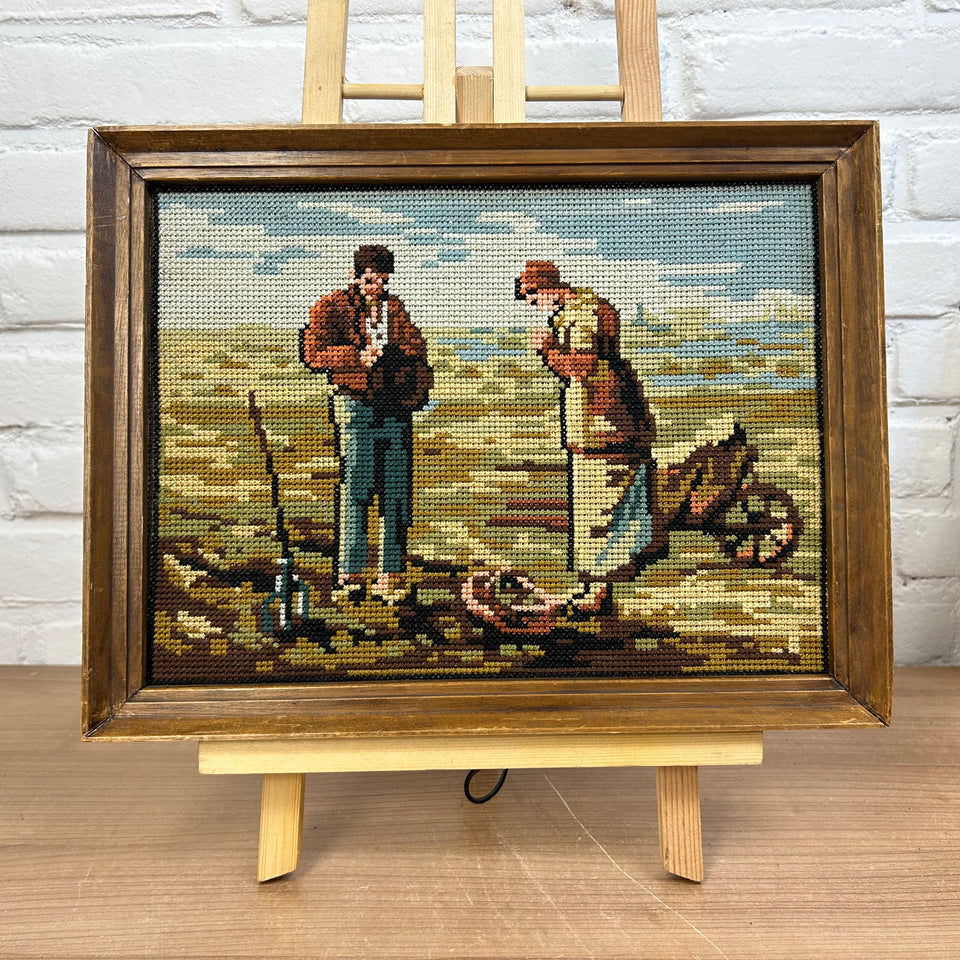 Vintage Farmers Embroidery - Tapestry - Patchwork - Cotton work - Framed