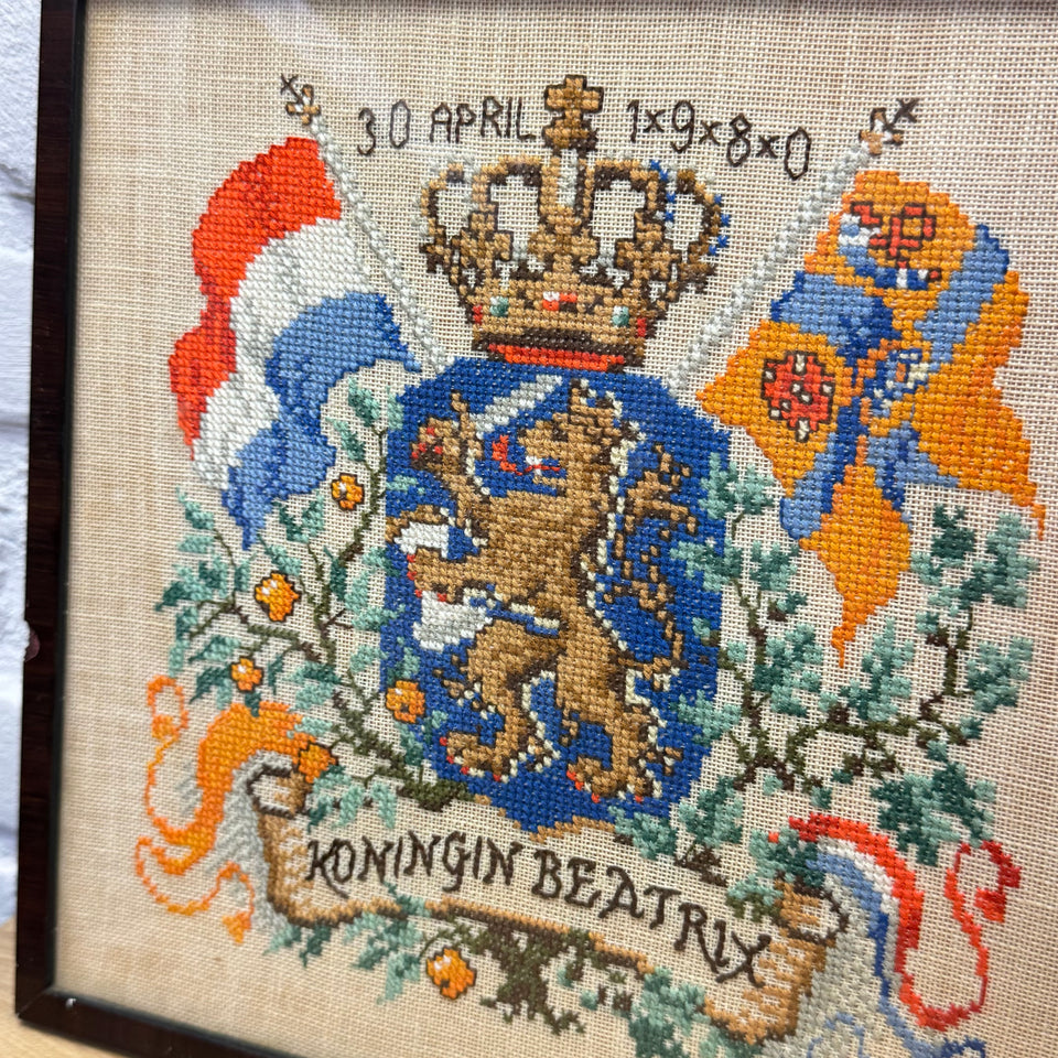 Set of 4 Holland themed Embroideries - Cottonwork from Holland - Framed