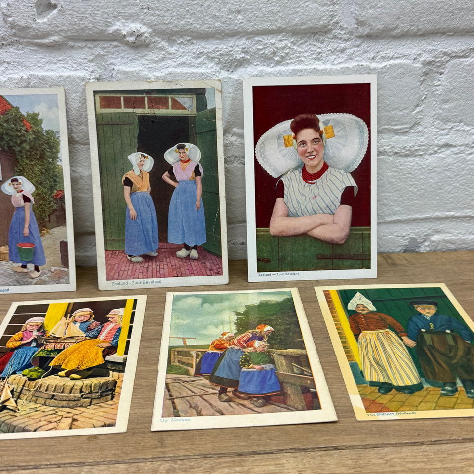 Set of 9 Antique Dutch Historical Costumes - High Quality Print cards – Holland Traditional Costume Embroidery Illustrations