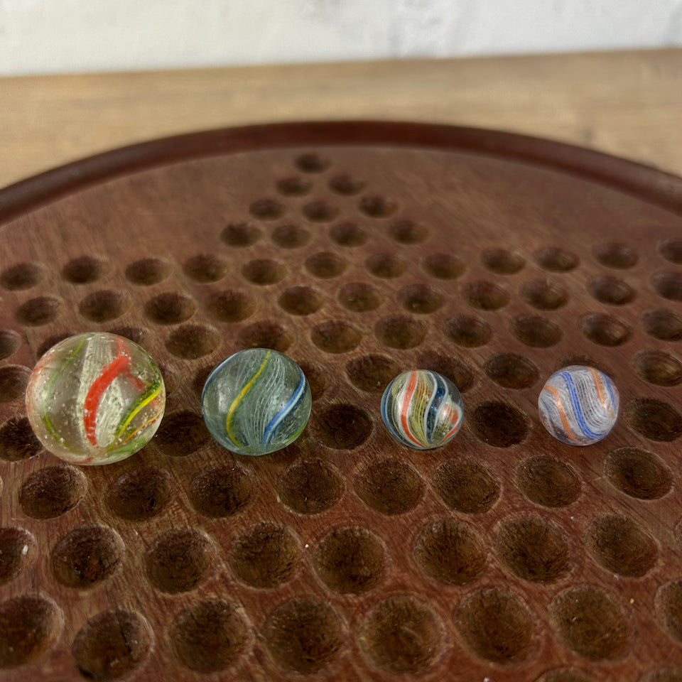 Collection of 4 Antique Latticino Core Swirls marbles - Handmade German glass marbles