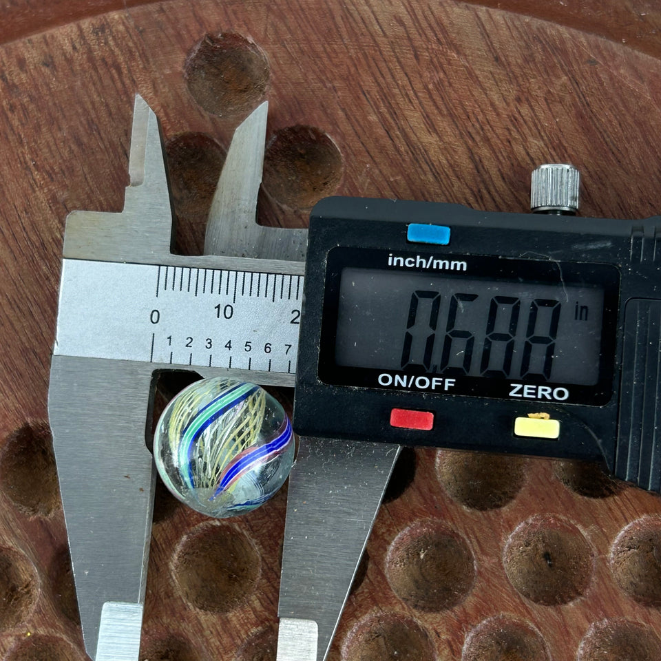 Collection of 5 Antique Latticino Core Swirls marbles - Handmade German glass marble