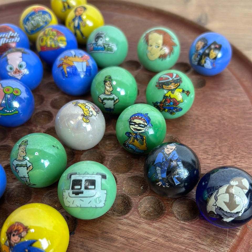 Mixed set of 30 Comic Series Vintage Marbles - 1 inch