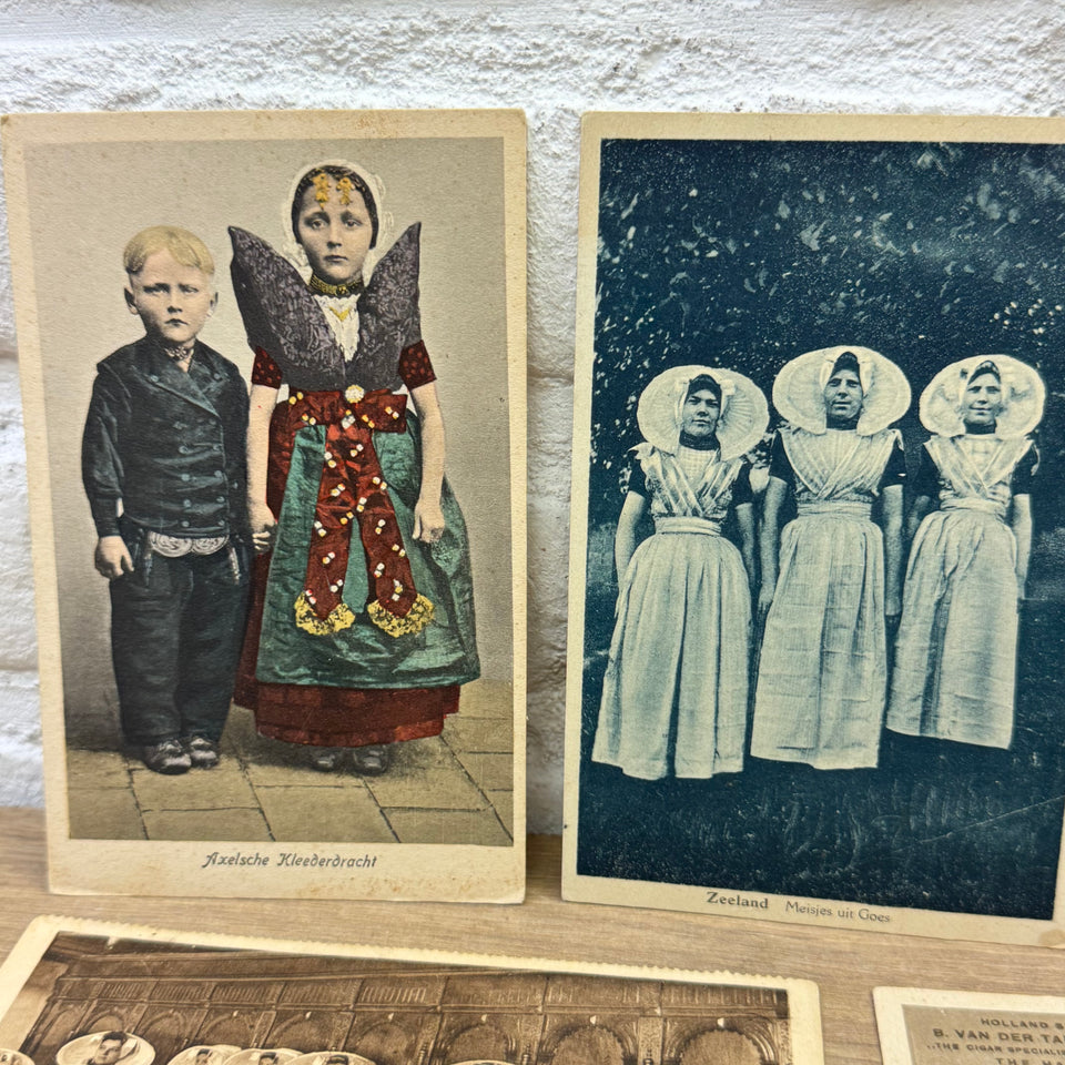 Collection of Antique Black and white Dutch Folklore Costume photocards - High Quality Photo paper a.o. – Holland Traditional Culture Costume Embroideries
