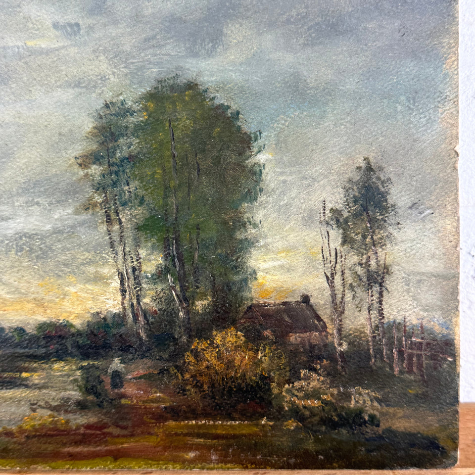 Dutch farm near river - oil painting by Jan Bakker (1879-1944)