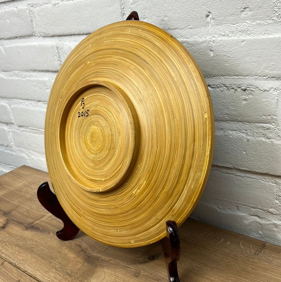 Wall plate wood Danish handpainted fish bowl