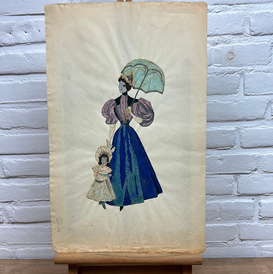 Victorian Style collage of a mother and Child-  Collage Artwork by Dini Henkes (1935-2022)