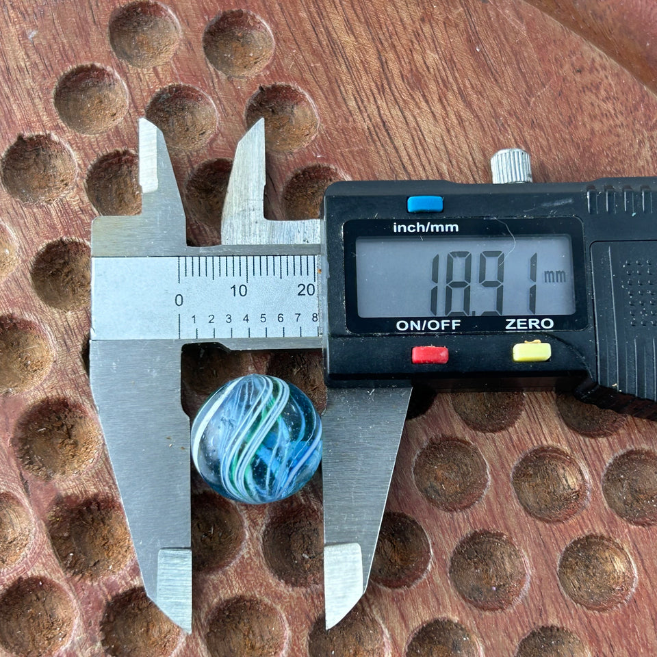 Two Antique handmade German Latino core swirl glass marbles