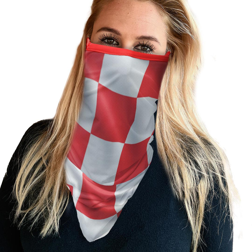 3 x Red & White checkers - Bandana - Neck Gaiter - Sleeve - Scarf