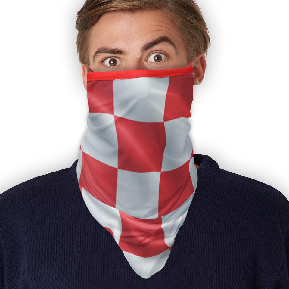 3 x Red & White checkers - Bandana - Neck Gaiter - Sleeve - Scarf