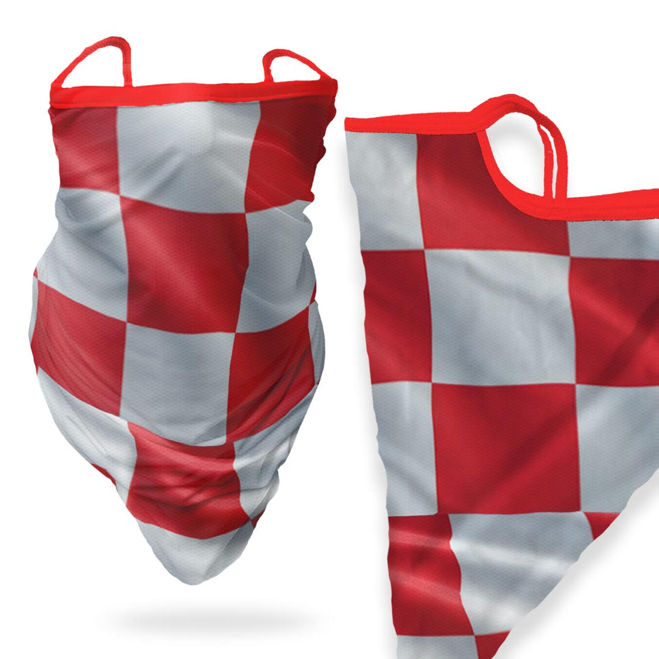 3 x Red & White checkers - Bandana - Neck Gaiter - Sleeve - Scarf