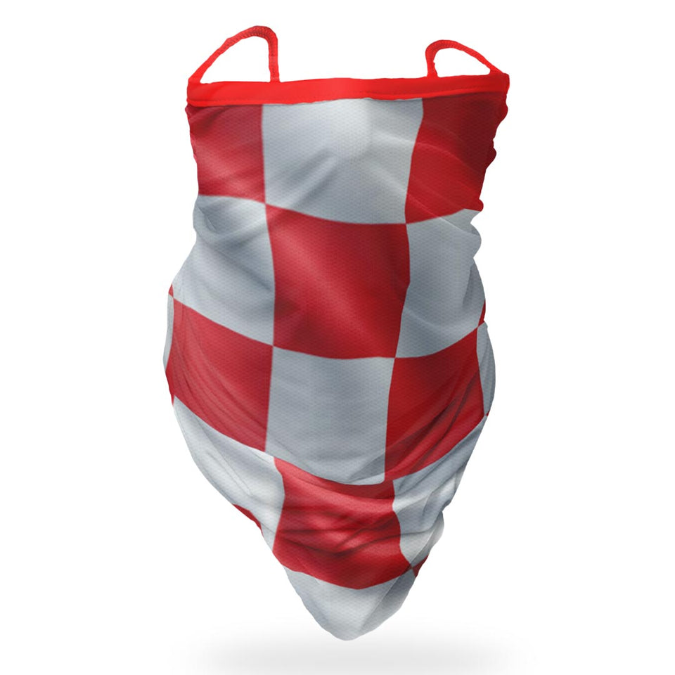3 x Red & White checkers - Bandana - Neck Gaiter - Sleeve - Scarf