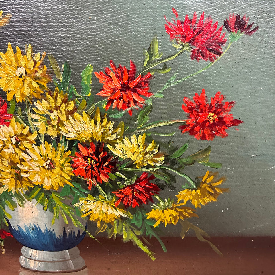 Still life flowers in vase - by J. den Otter